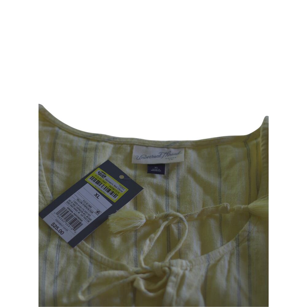 Universal Thread XL Butter Yellow Stripe Tassel Tie Bell Sleeve Top NWT - Picture 8 of 15